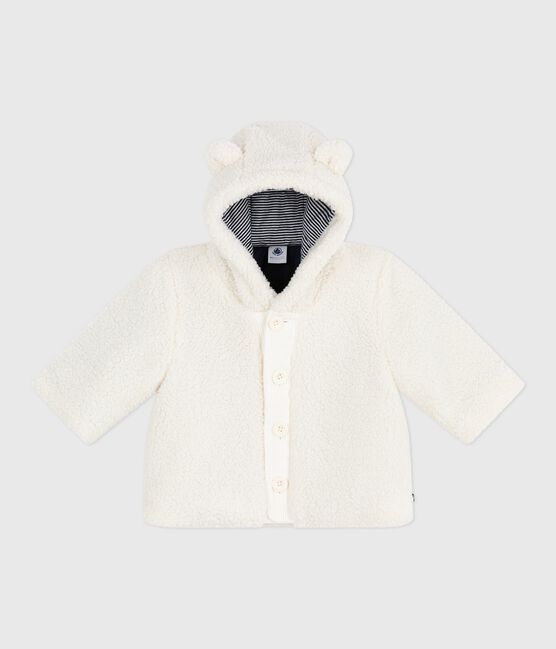 Manteau à capuche bébé ouatiné en sherpa écru MILK