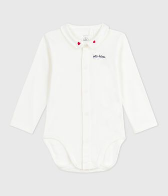 Body b&eacute;b&eacute; &agrave; col brod&eacute; en coton uni