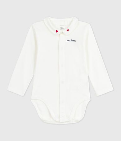 Body b&eacute;b&eacute; &agrave; col brod&eacute; en coton uni