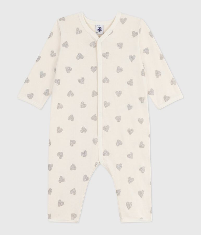 Pyjama b&eacute;b&eacute; sans pieds en coton imprim&eacute; &eacute;cru MILK/ ARGENT