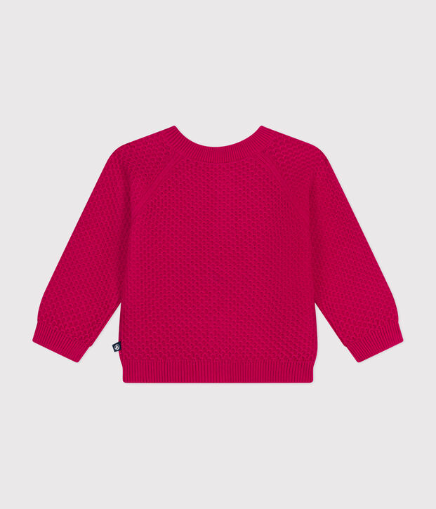Cardigan en tricot de coton b&eacute;b&eacute; rose vif