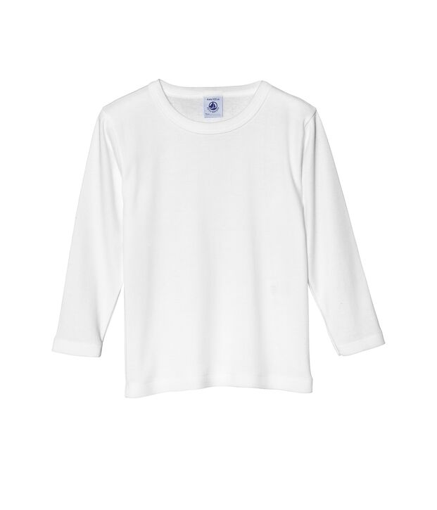 T-shirt gar&ccedil;on manches longues unis blanc