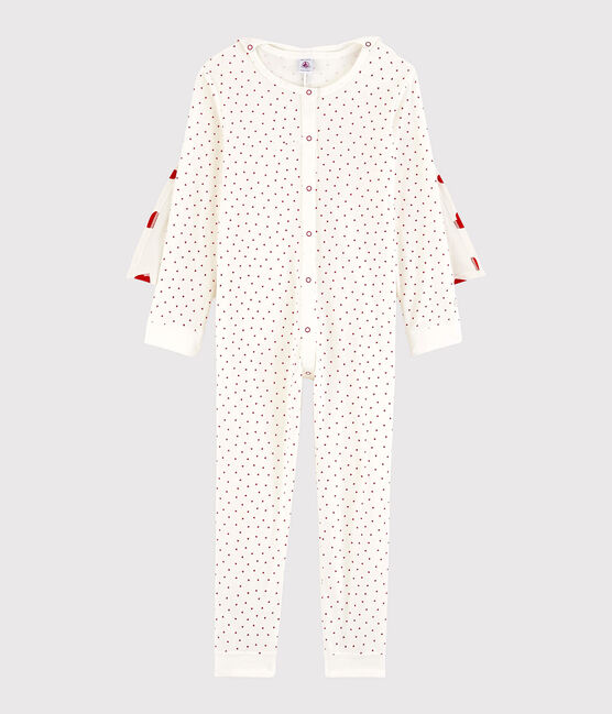 Combinaison déguisement super-héros petite fille en coton biologique blanc MARSHMALLOW/rouge TERKUIT