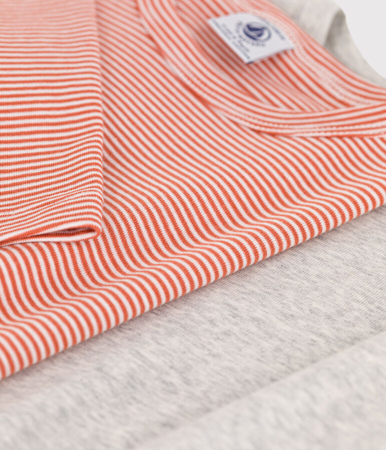 Lot de 2 tee-shirts manches longues milleraies enfant fille / gar&ccedil;on en coton multicouleur