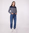 Marinière femme en coton manches longues bleu SMOKING/blanc MARSHMALLOW