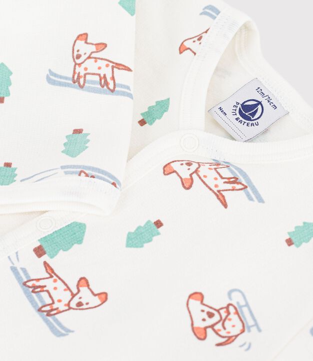 Pyjama b&eacute;b&eacute; en molleton imprim&eacute; chien blanc/multicouleur
