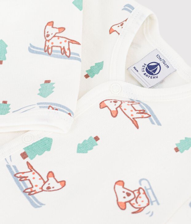 Pyjama b&eacute;b&eacute; en molleton imprim&eacute; chien blanc/multicouleur