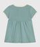 Robe bébé en coton manches courtes, unie à détails contrastés vert PAUL