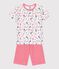 Pyjama short long enfant en coton imprim&eacute; Paris blanc MARSHMALLOW/blanc MULTICO