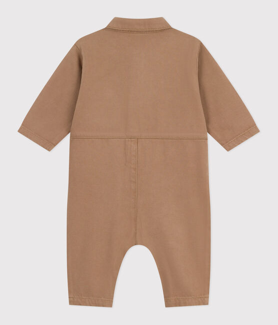 Combinaison longue bébé en coton uni, style pompiste beige ROCHE CLAIR