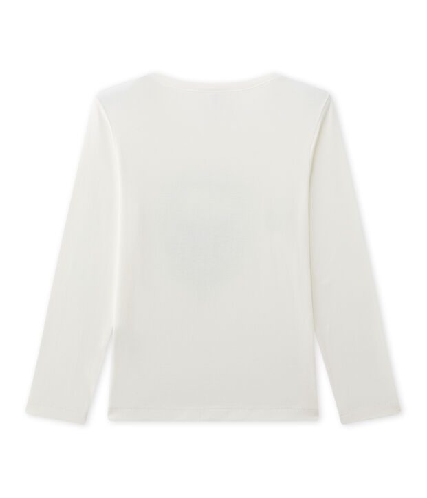 T-shirt manches longues gar&ccedil;on s&eacute;rigraphi&eacute; blanc