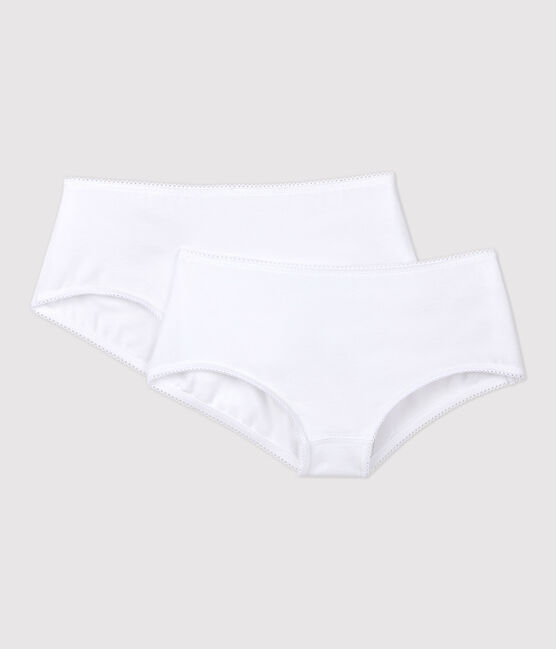 Lot de 2 shorties blancs petite fille en coton biologique et élasthanne variante 1