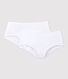 Lot de 2 shorties blancs petite fille en coton biologique et élasthanne