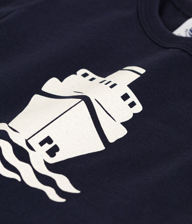 Tee-shirt manches courtes b&eacute;b&eacute; en jersey avec motif bleu marine