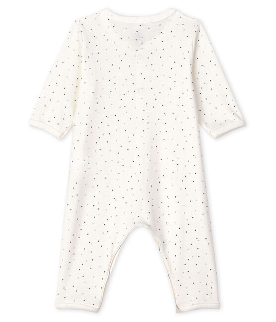 Dors-bien sans pieds bébé petites étoiles en coton biologique blanc MARSHMALLOW/blanc MULTICO