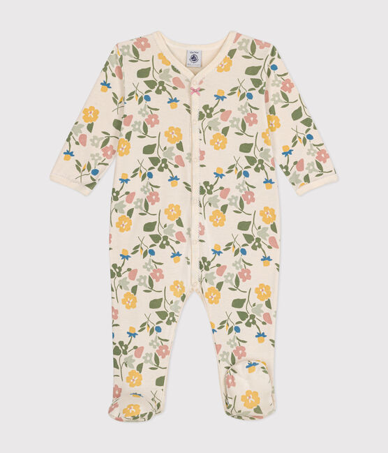 Pyjama imprimé  fleurs en coton bébé blanc AVALANCHE/ MULTICO