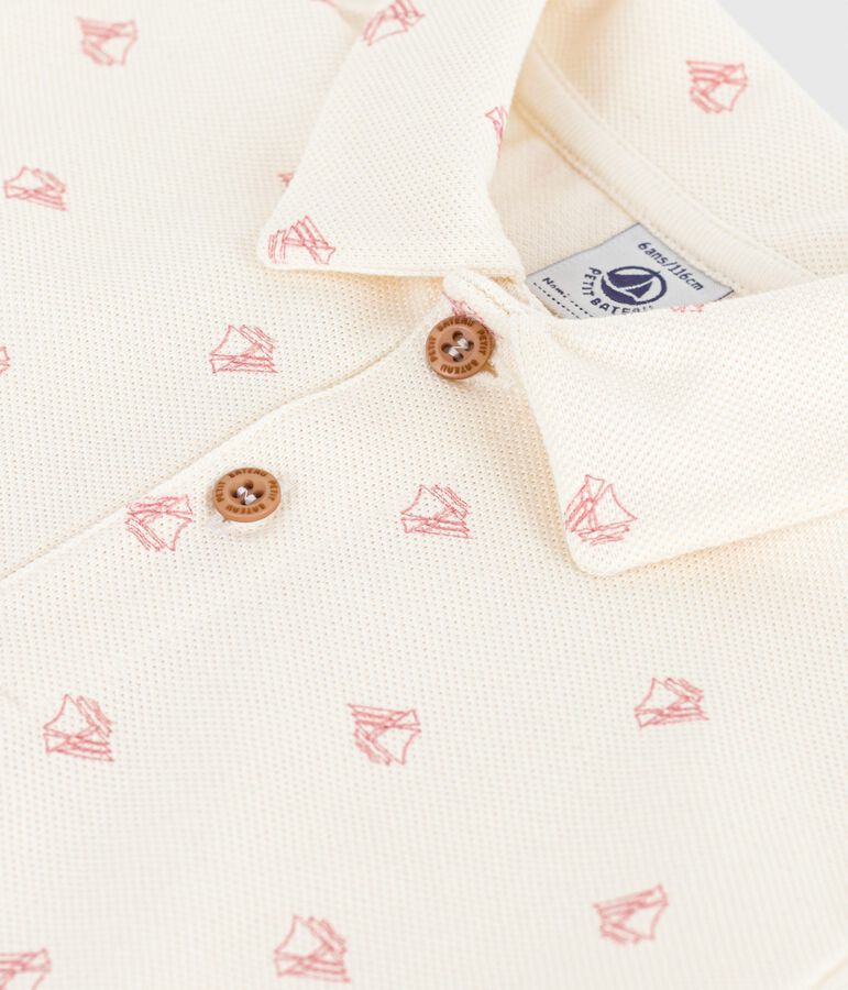 Polo enfant en coton &agrave; manches courtes imprim&eacute; rouge MILK/ POMPEI