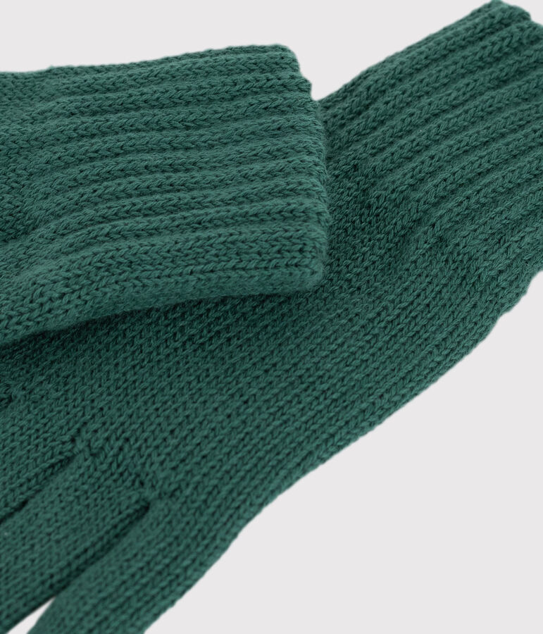 Gants enfant en tricot vert