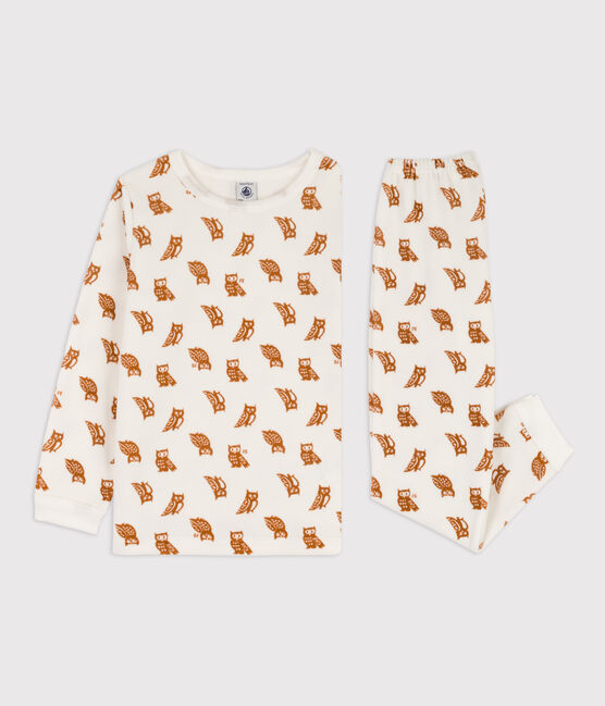 Pyjama en velours  enfant blanc MARSHMALLOW/ ECUREUIL