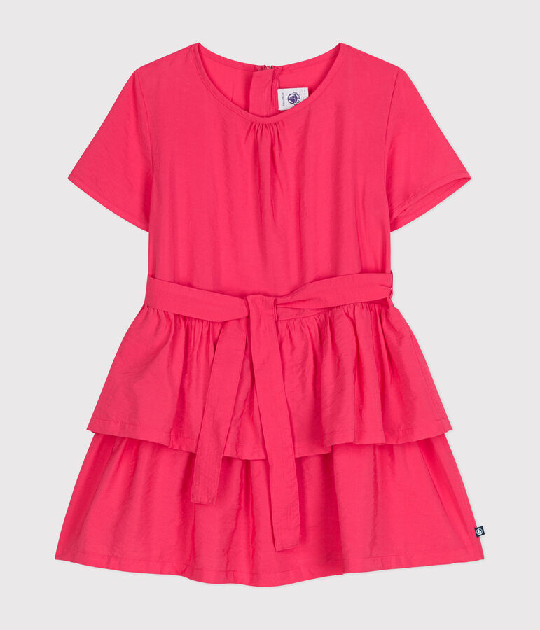 Robe manches courtes en toile enfant fille rose GLOSS