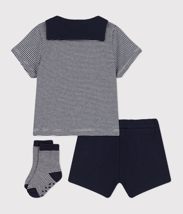 Lot cadeau 3 pi&egrave;ces style marin b&eacute;b&eacute; multicouleur