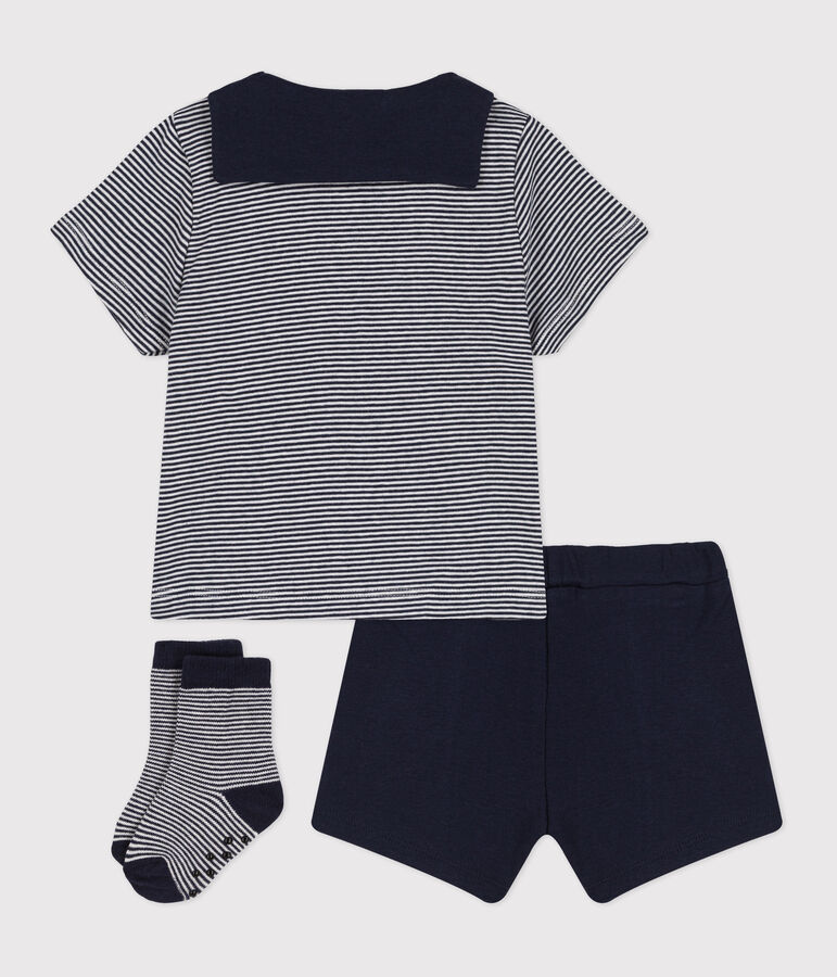 Lot cadeau 3 pi&egrave;ces style marin b&eacute;b&eacute; multicouleur