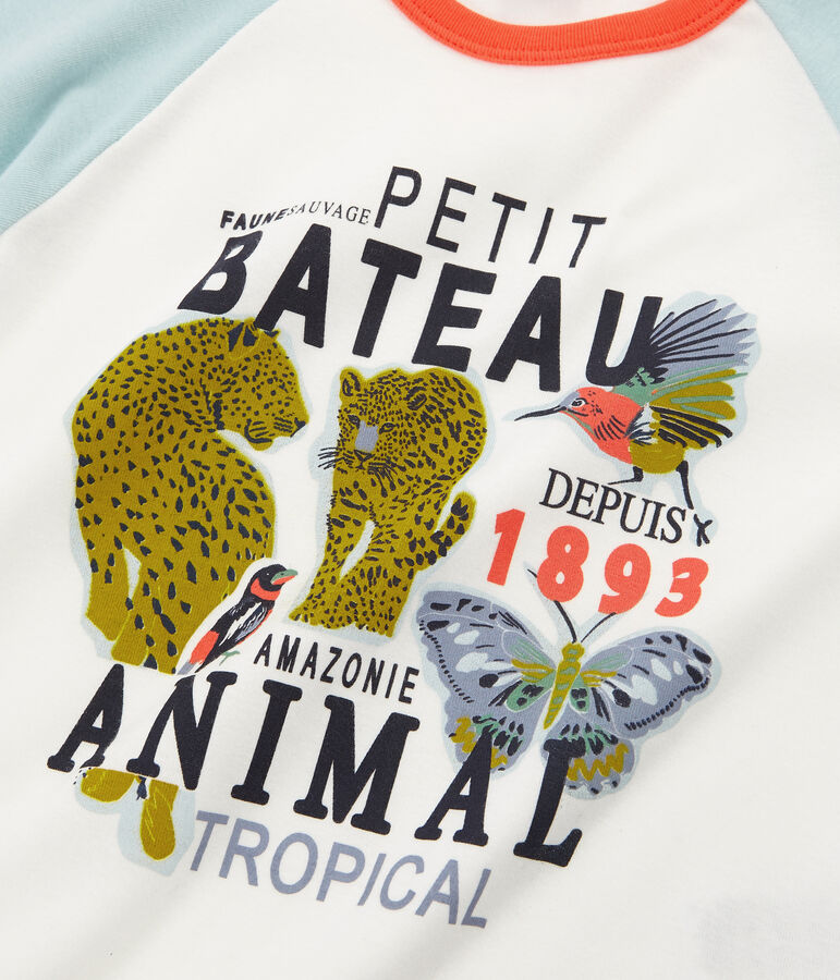 Pyjama petit gar&ccedil;on en c&ocirc;te blanc MARSHMALLOW/blanc MULTICO