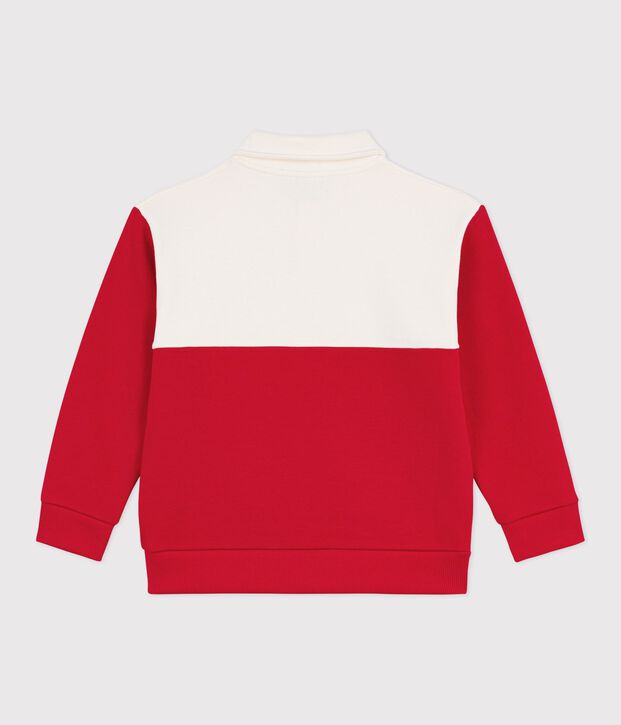 Sweatshirt esprit polo enfant en coton rouge/rouge