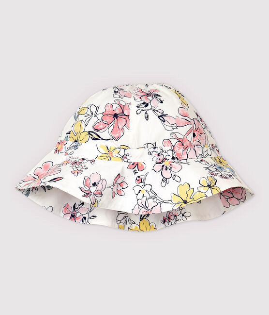 Capeline en popeline enfant fille blanc MARSHMALLOW/blanc MULTICO