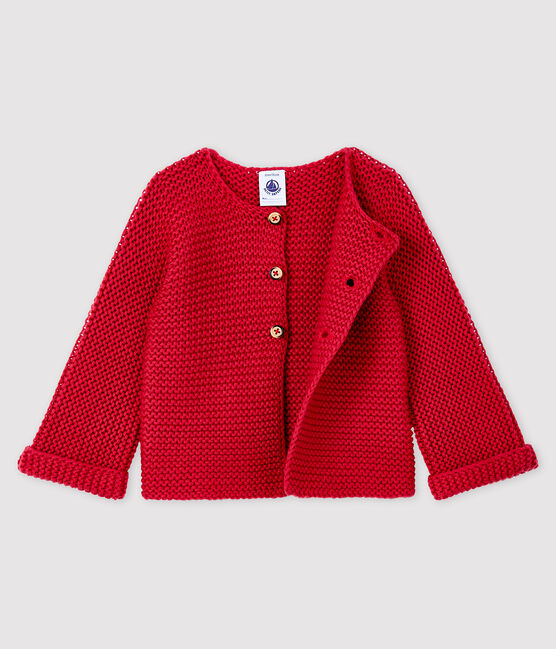 Cardigan laine et coton bébé fille rose POPPY