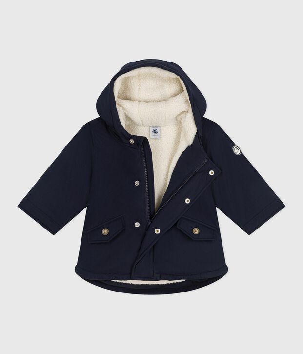 Parka b&eacute;b&eacute; mi-longue unie bleu marine