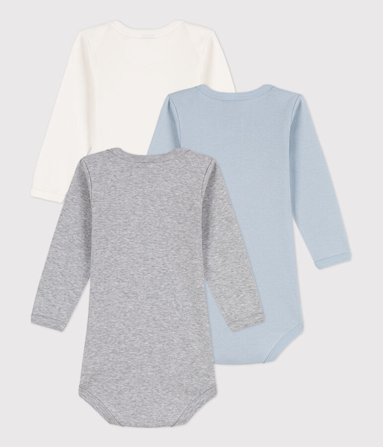 Lot de 3 bodies manches longues b&eacute;b&eacute; en coton multicouleur