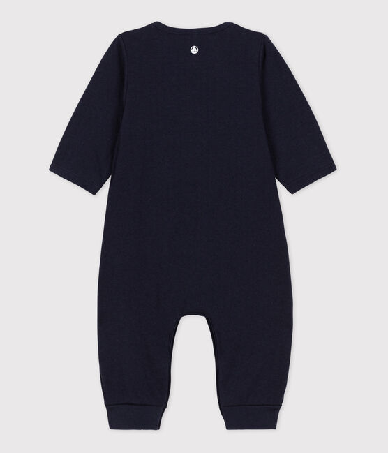 Combinaison longue unie en tubique bio bébé bleu SMOKING