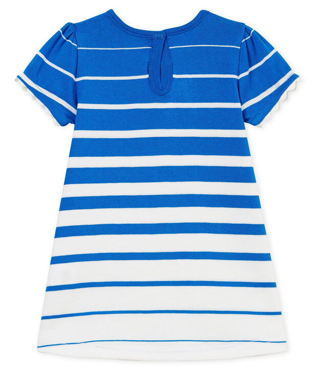 Robe manches courtes ray&eacute;e b&eacute;b&eacute; fille bleu/blanc