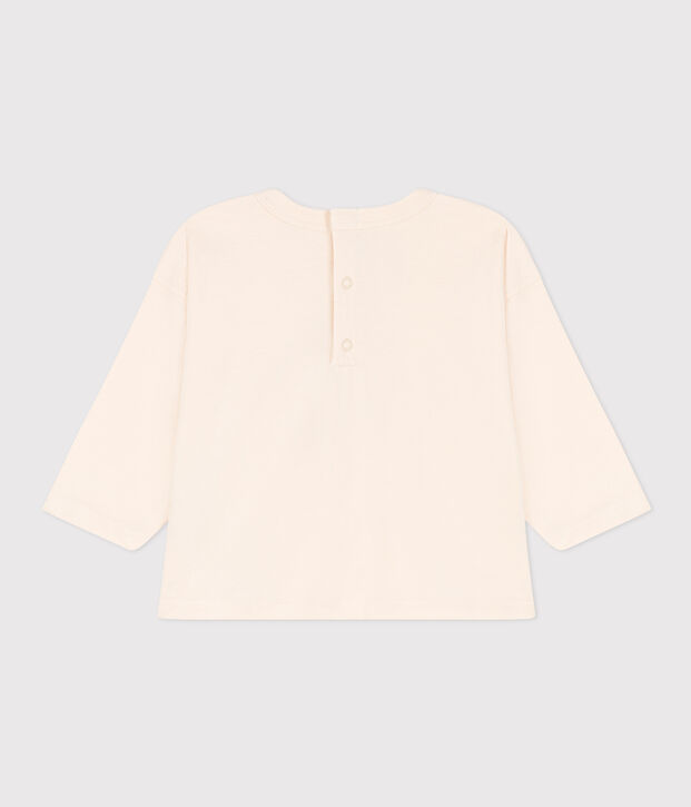 Tee-shirt manches longues en jersey b&eacute;b&eacute; &eacute;cru/rouge