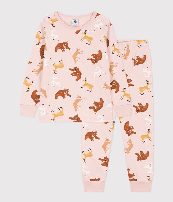 Pyjama animaux en molleton enfant rose SALINE/blanc MULTICO