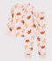 Pyjama animaux en molleton enfant rose SALINE/blanc MULTICO