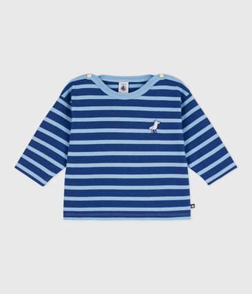 Marinière bébé en coton, badge mouette (Petit Bateau) - Image 1