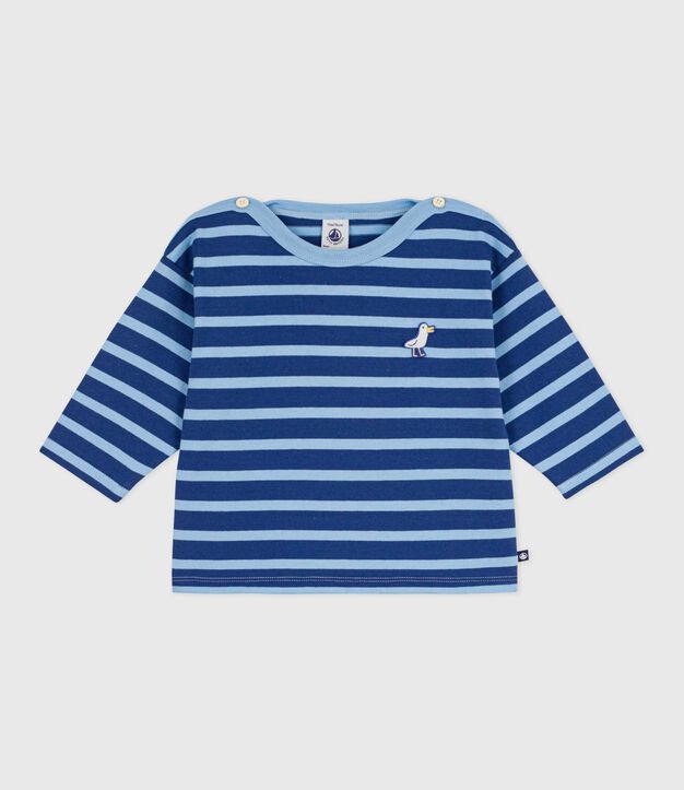 Marini&egrave;re b&eacute;b&eacute; en coton, badge mouette bleu/bleu