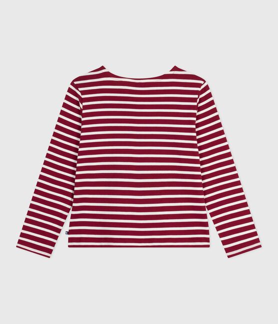 Marinière femme en coton rouge AMARANTE/ MILK