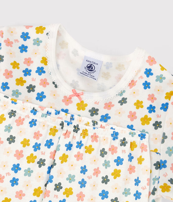 Pyjacourt fleurs phosphorescentes petite fille en coton blanc MARSHMALLOW/blanc MULTICO