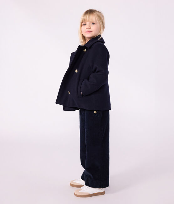 Caban enfant en draps de laine uni bleu SMOKING