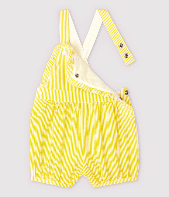 Salopette courte en seersucker rayé bébé fille jaune SHINE/blanc MARSHMALLOW