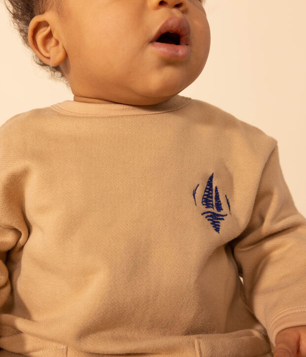 Combinaison longue en molleton b&eacute;b&eacute; beige