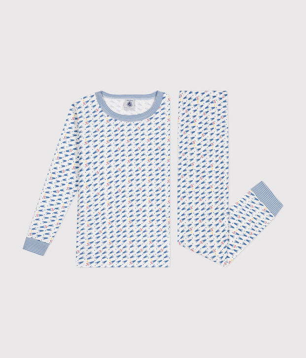 Pyjama ajust&eacute; en coton imprim&eacute; &agrave; motif fus&eacute;es enfant blanc/multicouleur