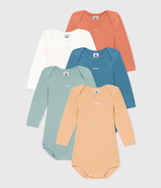 Lot de 5 bodies manches longues unis bébé en coton variante 1
