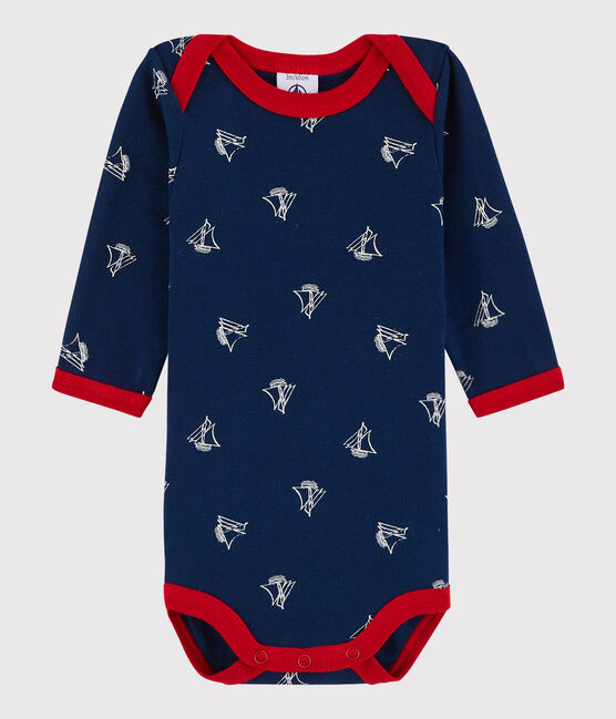 Body manches longues bébé garçon bleu MEDIEVAL/blanc MARSHMALLOW
