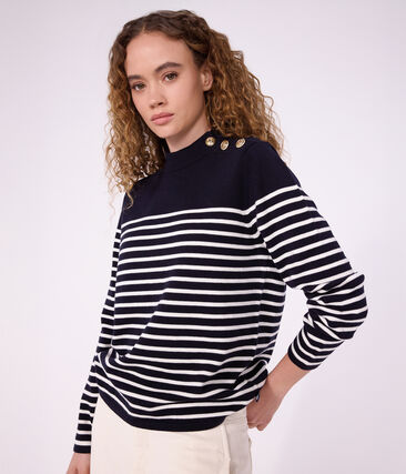 Pull esprit marin femme en laine et coton à rayures