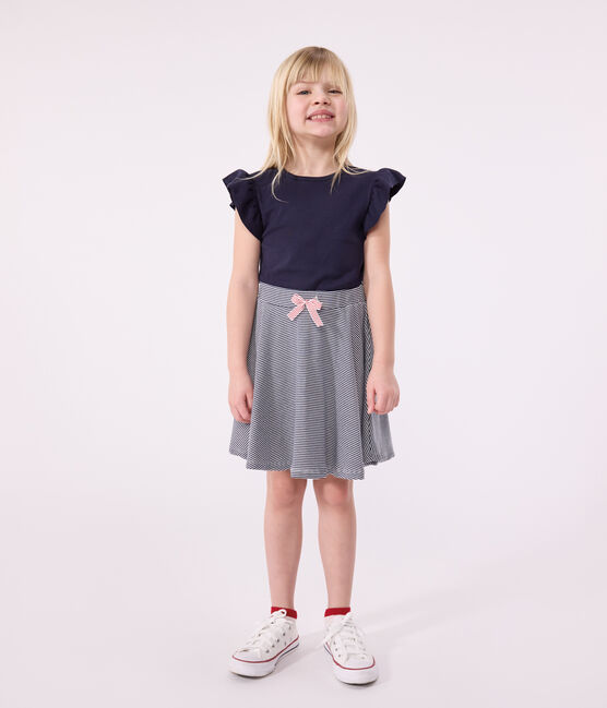 Tee-shirt en coton enfant fille bleu SMOKING