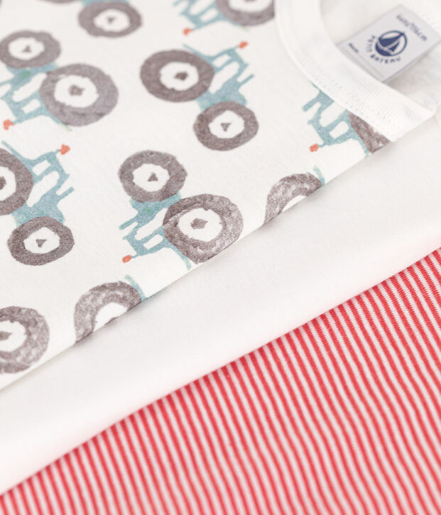 Lot de 3 tee shirts manches courtes tracteur en coton petit gar&ccedil;on multicouleur